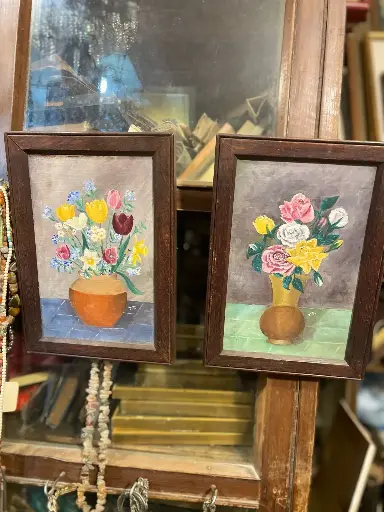 Antique Handcrafted Floral Paintings