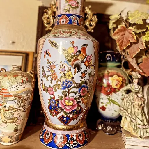 Chinese Porcelain Vase with Floral and Bird Design...